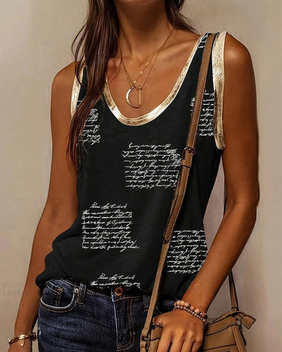 Tank Top Ärmellos Kontrast Schriftdruck Druck