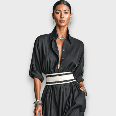 Isalda – Maxikleid aus Cupro mit Bindegürtel