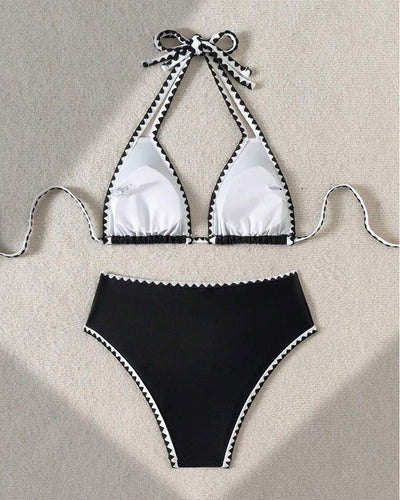 Bikini Sexy Kontrastfarbe Geteilt Dreieck