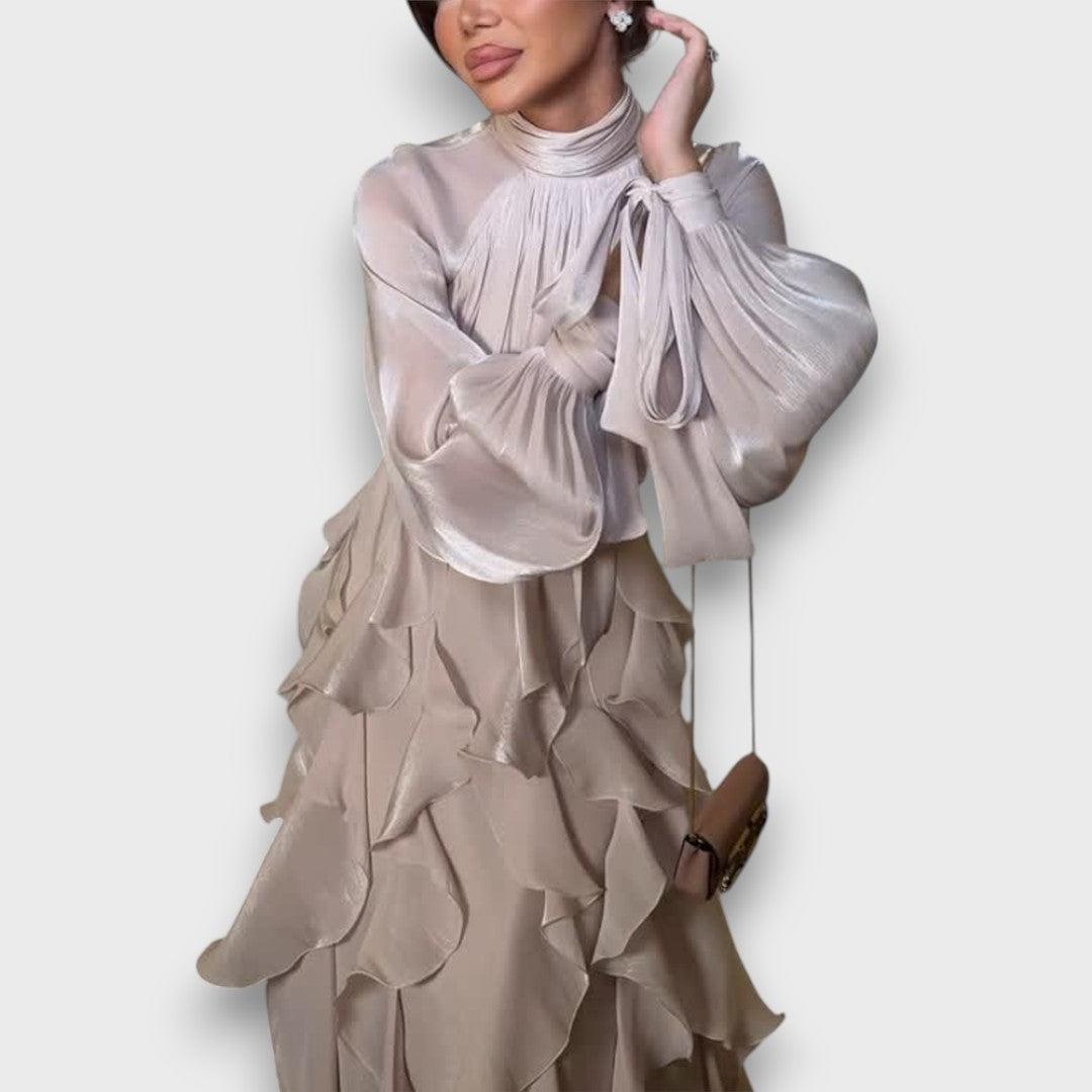 Valette – Fliessendes Maxikleid mit Volantdrama