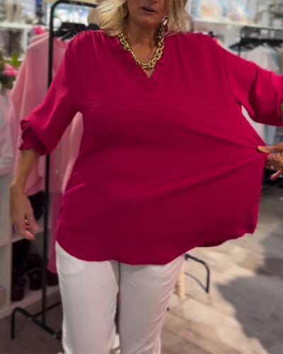 Bluse V-Ausschnitt Pullover Locker Lässig