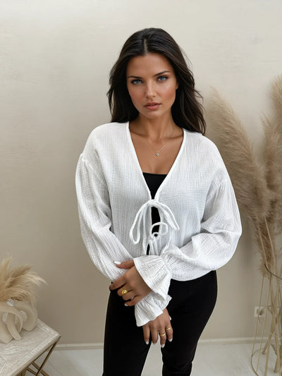 Musselin Schleifen Bluse