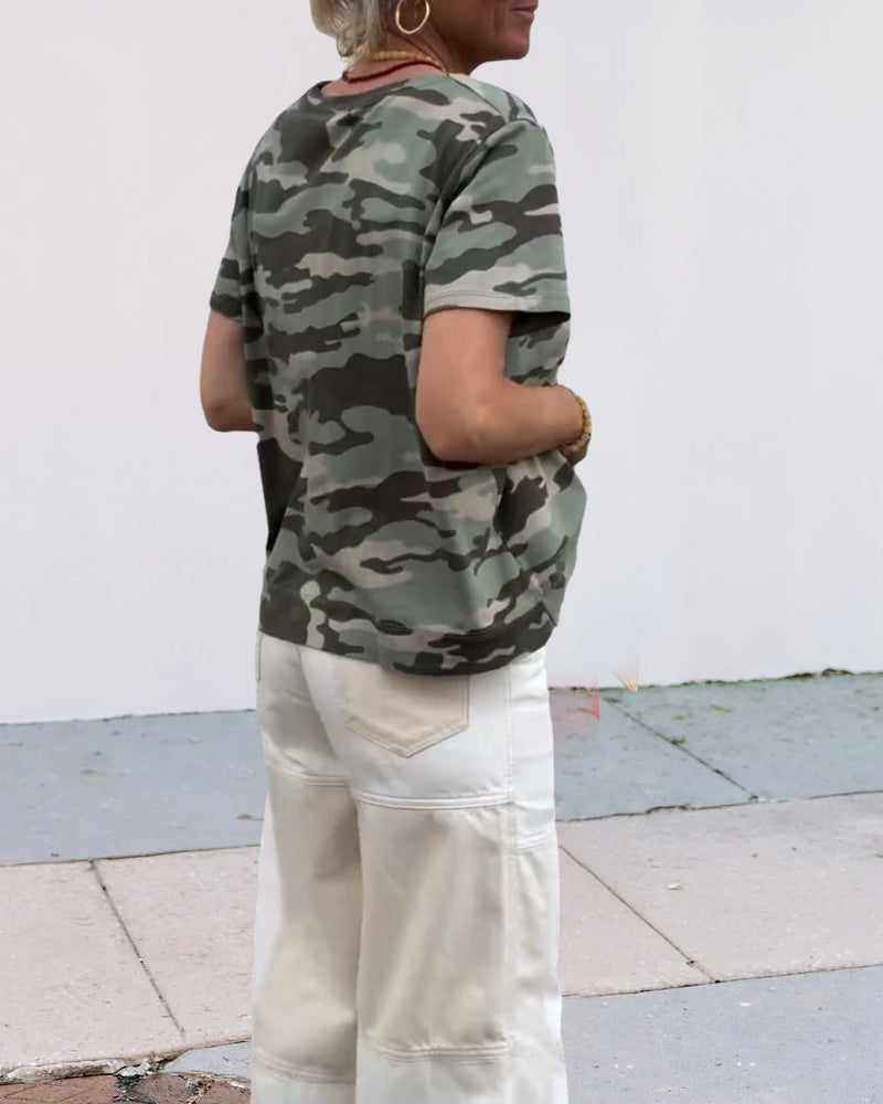 T-Shirt Tarnmuster Kurzärmlig