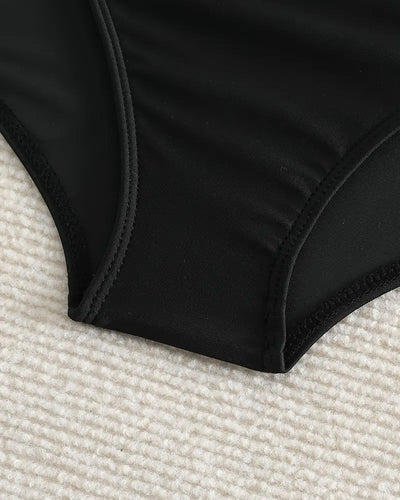 Badebekleidung Unterteil Plissiert Einfarbig Hohe Taille