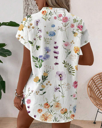 Bluse Blumenmuster Kurzärmlig
