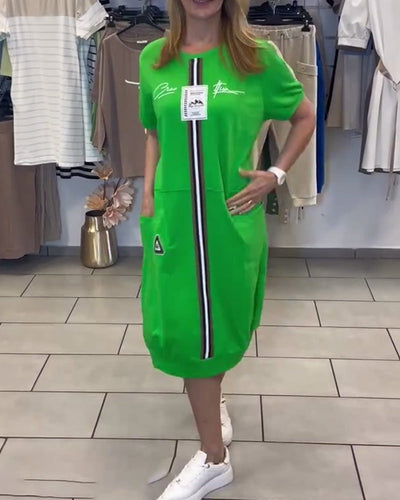 Kleid Kurzarm Bedruckt Gerade