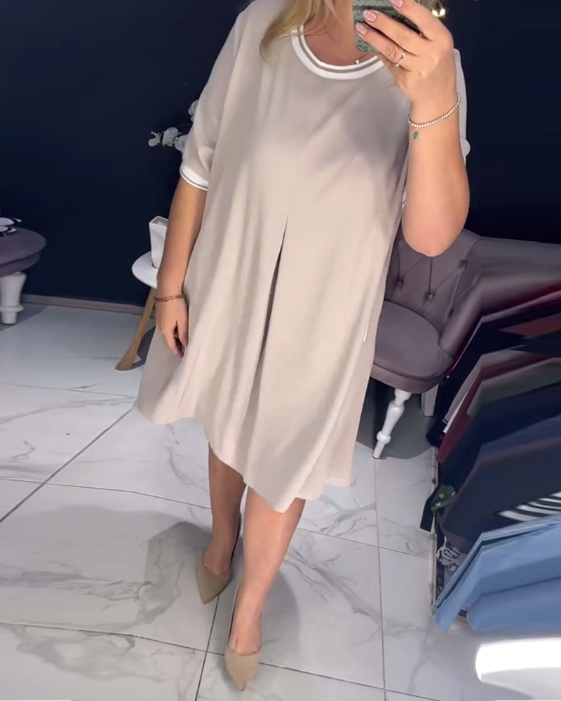 Kleid lässig elegant Rundhals Tasche