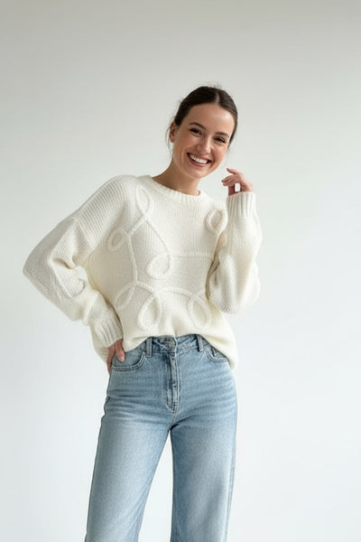 Sienna | Übergroßer Strickpullover Damen Rundhalsausschnitt