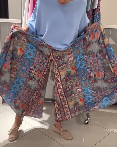 Hose Locker Urlaub Print Weites Bein