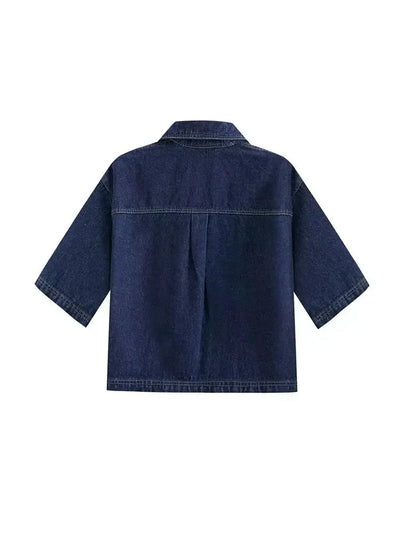 Xaveria | Denim Zweiteiler mit kurzärmeliger Jacke