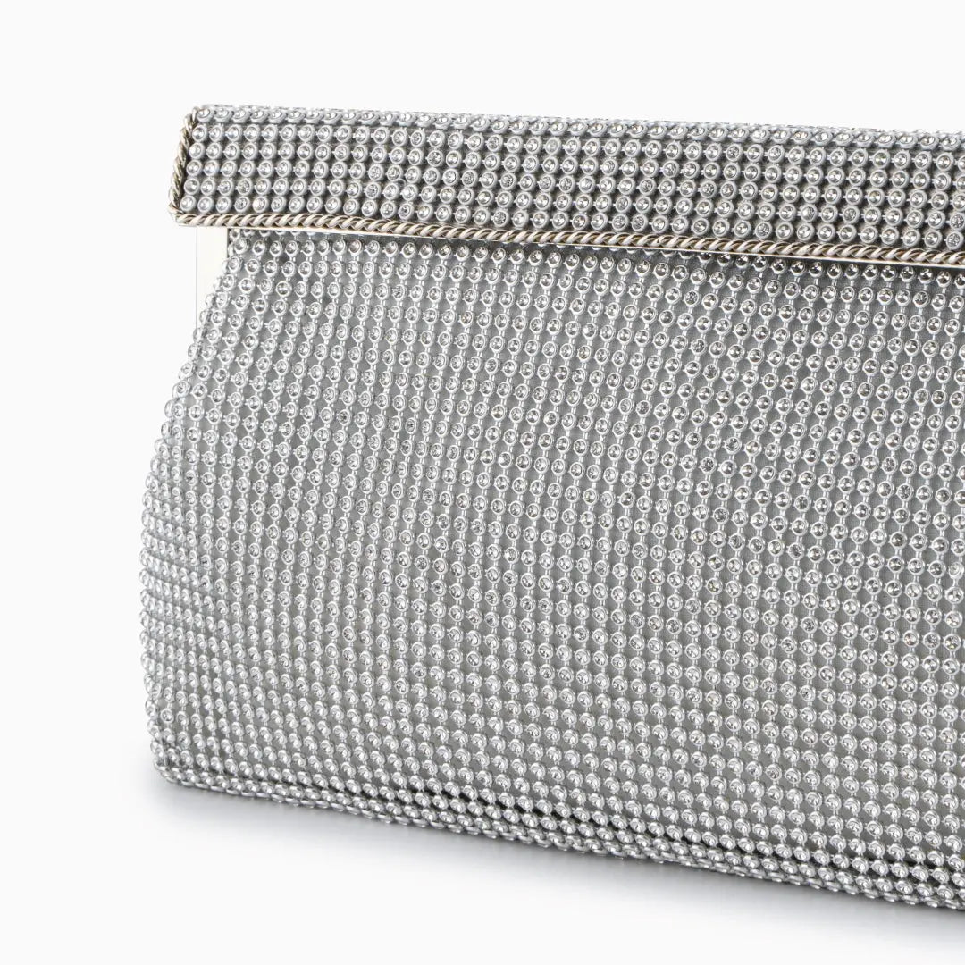 Aurielle | Goldene Clutch mit Kristallbesatz & Schnappverschluss – Elegante Abendtasche für Damen