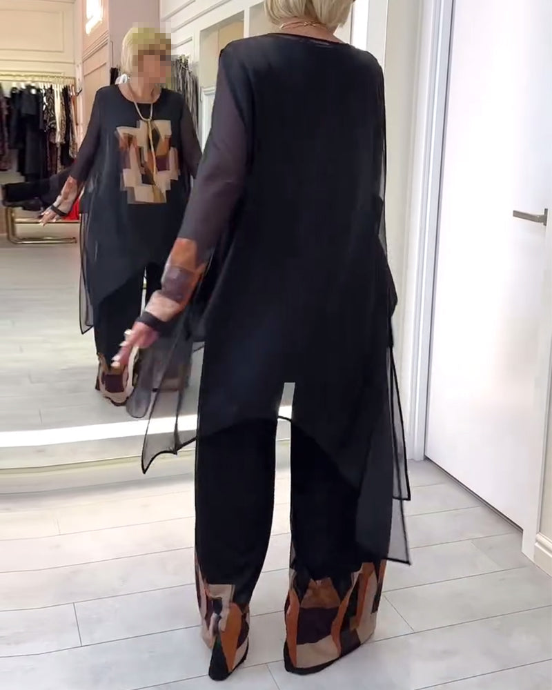 Anzug elegant langärmlig bedruckt mit weitem Bein