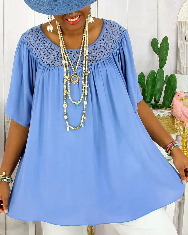 Bluse Einfarbig Locker Sitzt