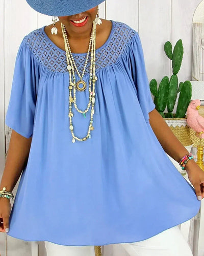 Bluse Einfarbig Locker Sitzt