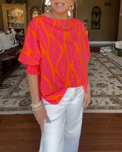 Bluse Rundhalsausschnitt locker bedruckt