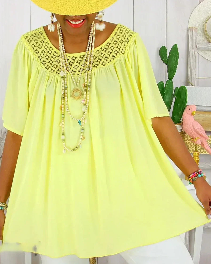 Bluse Einfarbig Locker Sitzt