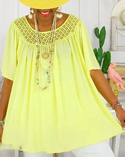 Bluse Einfarbig Locker Sitzt