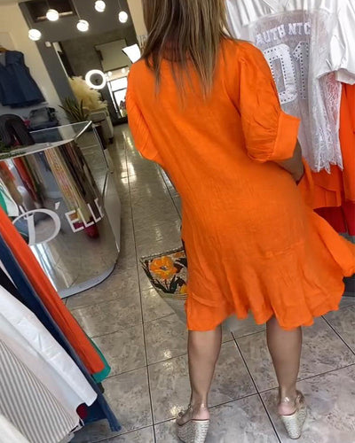 Kleid Revers Casual Kurzarm A-Linie