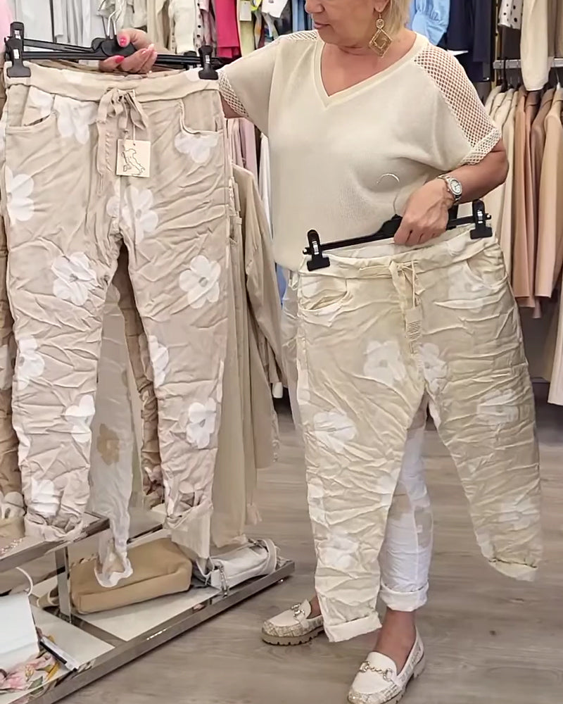 Hose lässig Print Kordelzug