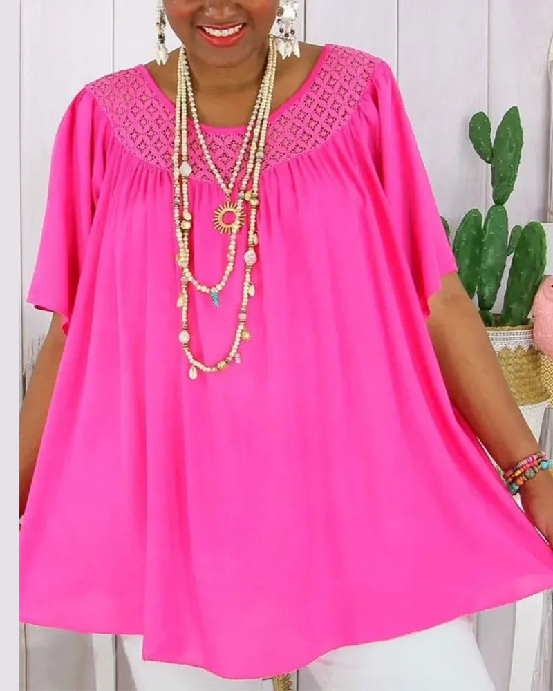 Bluse Einfarbig Locker Sitzt