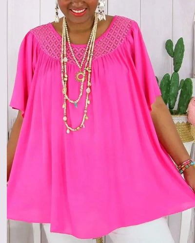 Bluse Einfarbig Locker Sitzt