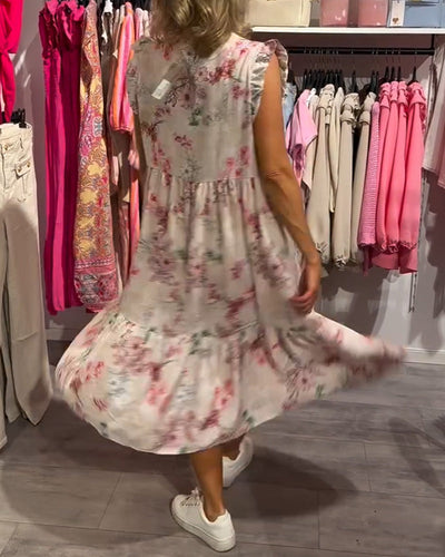 Kleid Gedruckt Modisch Lotus Ärmel