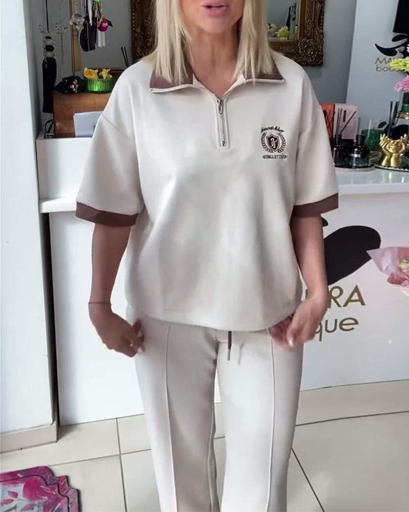 Anzug Lässig Polo Kontrastfarbe Sportlich