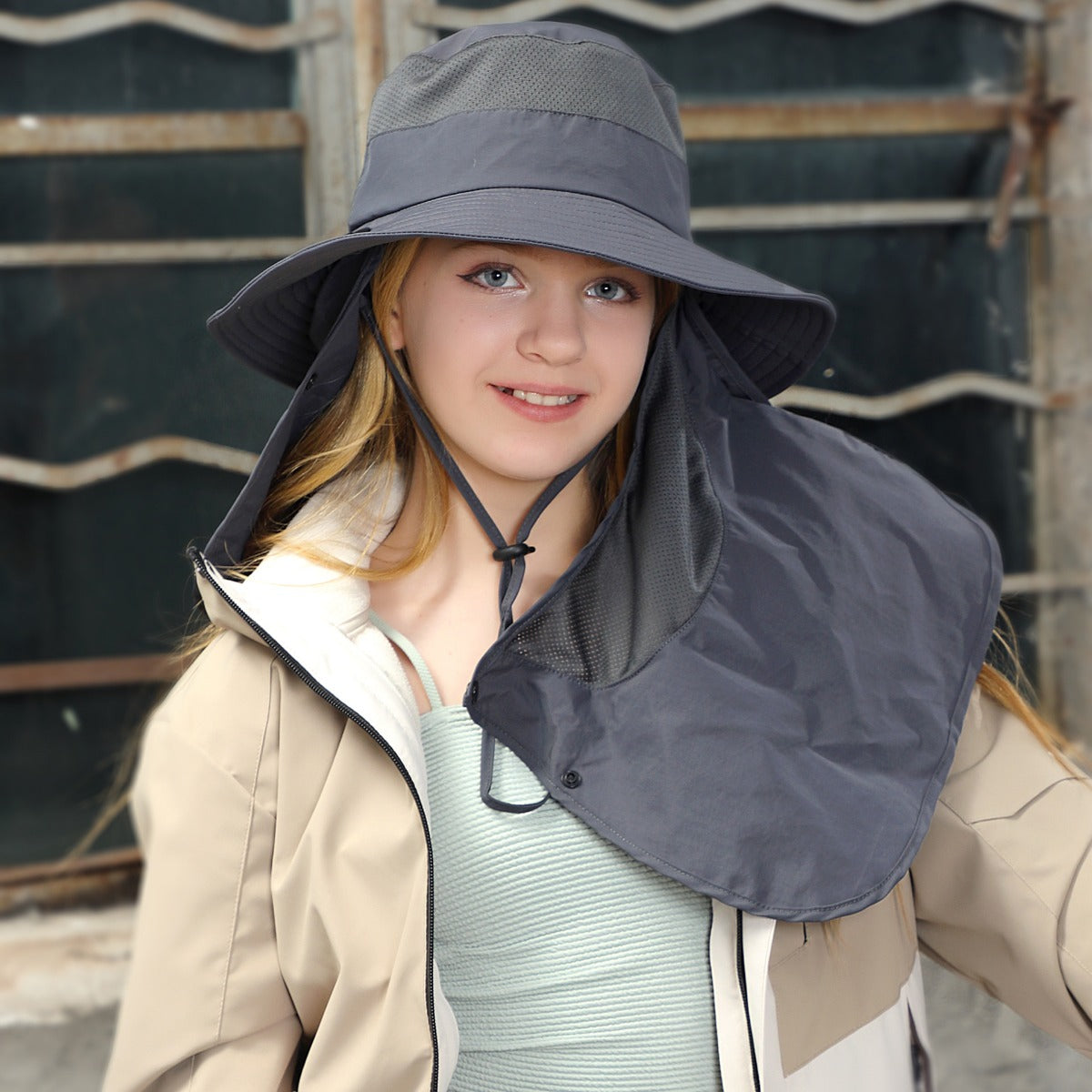Heidi Mode | Vollabdeckung Gesicht Sonnenschutz Maske im Freien UV Eimer Hut