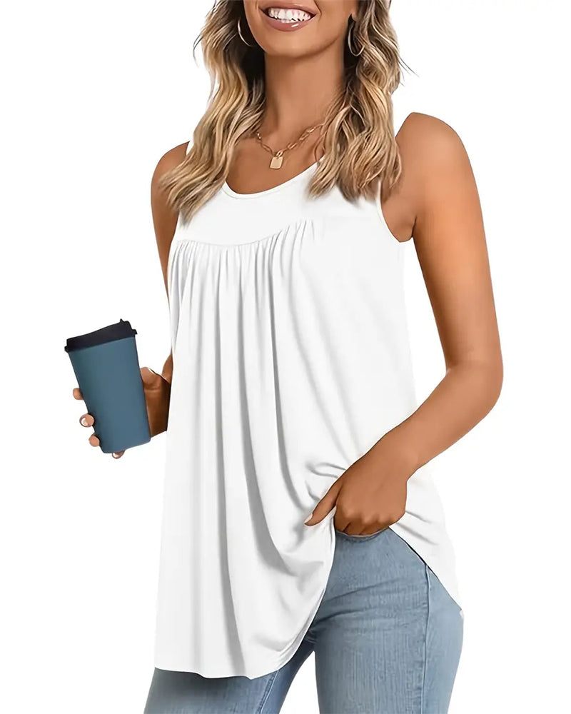 Dreiteiliges Set Ärmellose Plissierte Weite Weste