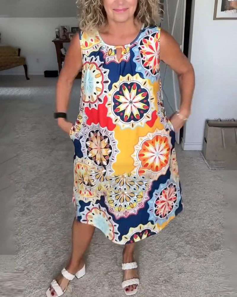 Kleid Ärmellos Kreismuster