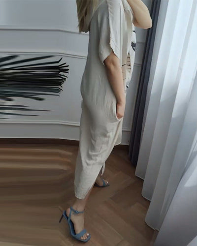 Kleid mit Kapuze Bedruckt Locker Geschnitten