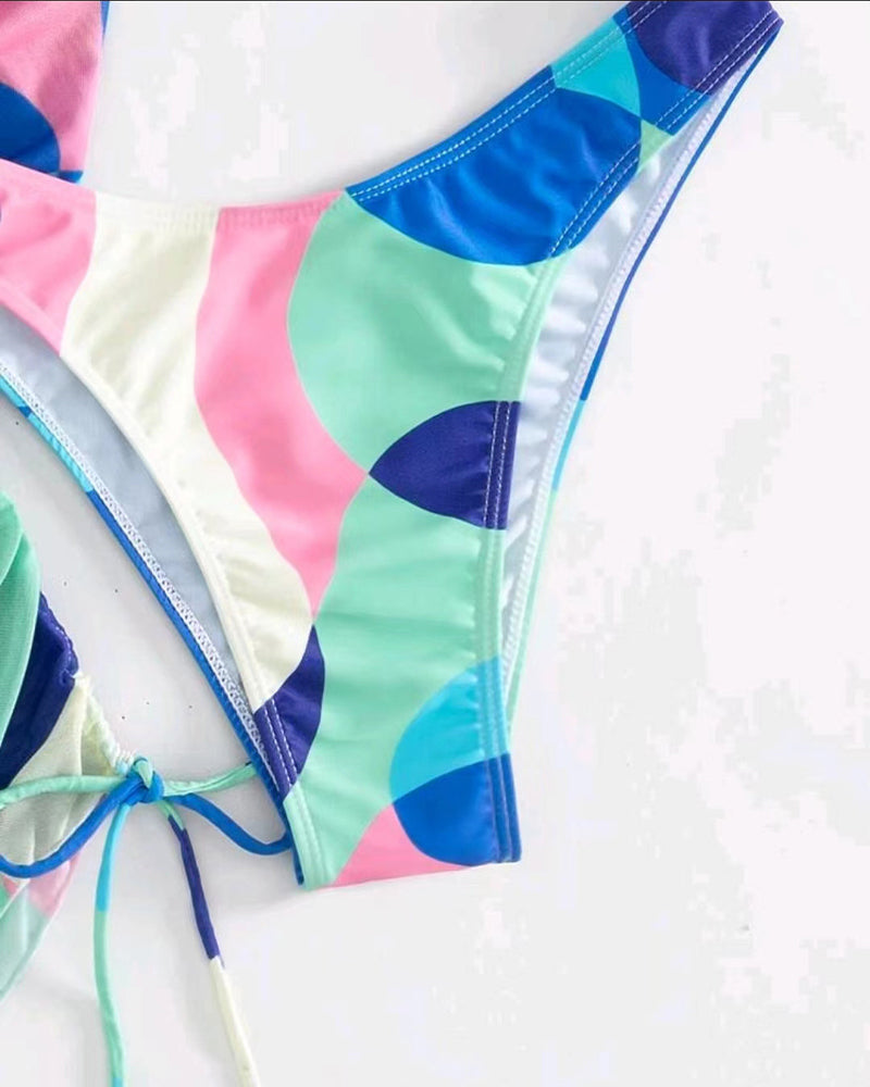 Badeanzug Überwurf Bedruckt Bikini Dreiteilig