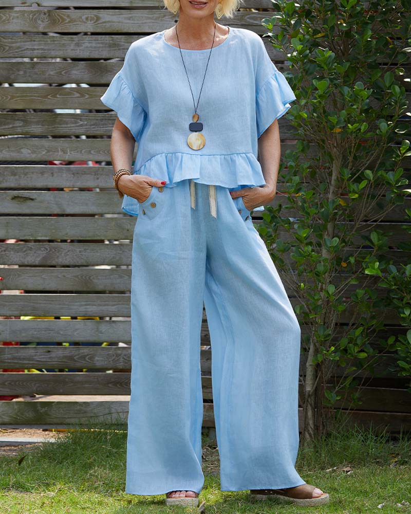 Anzug Glockenärmel Rüschen lässig