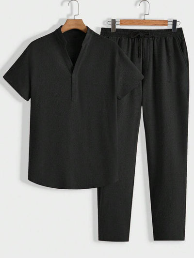 Modernes Herren Lounge-Set | Polo mit Stehkragen & Hose