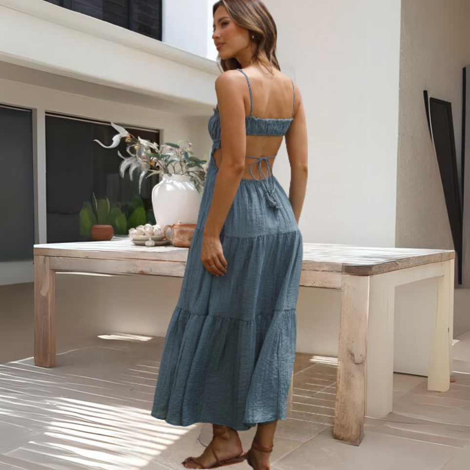 Hilda - Elegantes Midi-Kleid mit dünnen Trägern