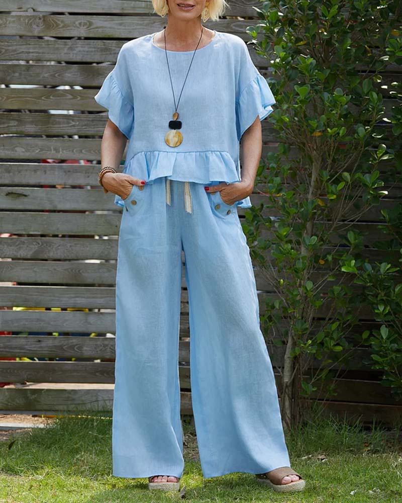 Anzug Glockenärmel Rüschen lässig