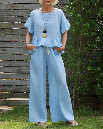 Anzug Glockenärmel Rüschen lässig