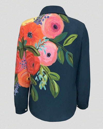 Bluse Bedruckter Stehkragen