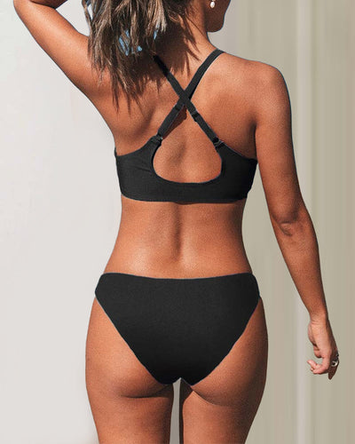 Bikini Kreuzträger Uni-Farbe Sexy