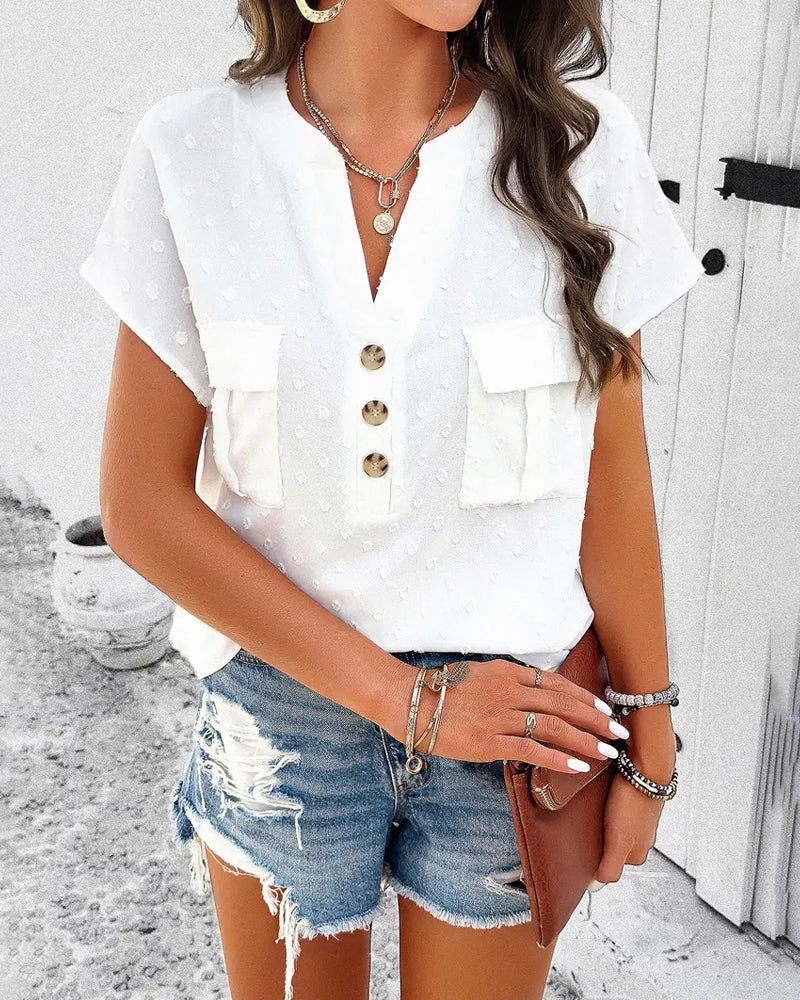 Bluse V-Ausschnitt 3d Blume