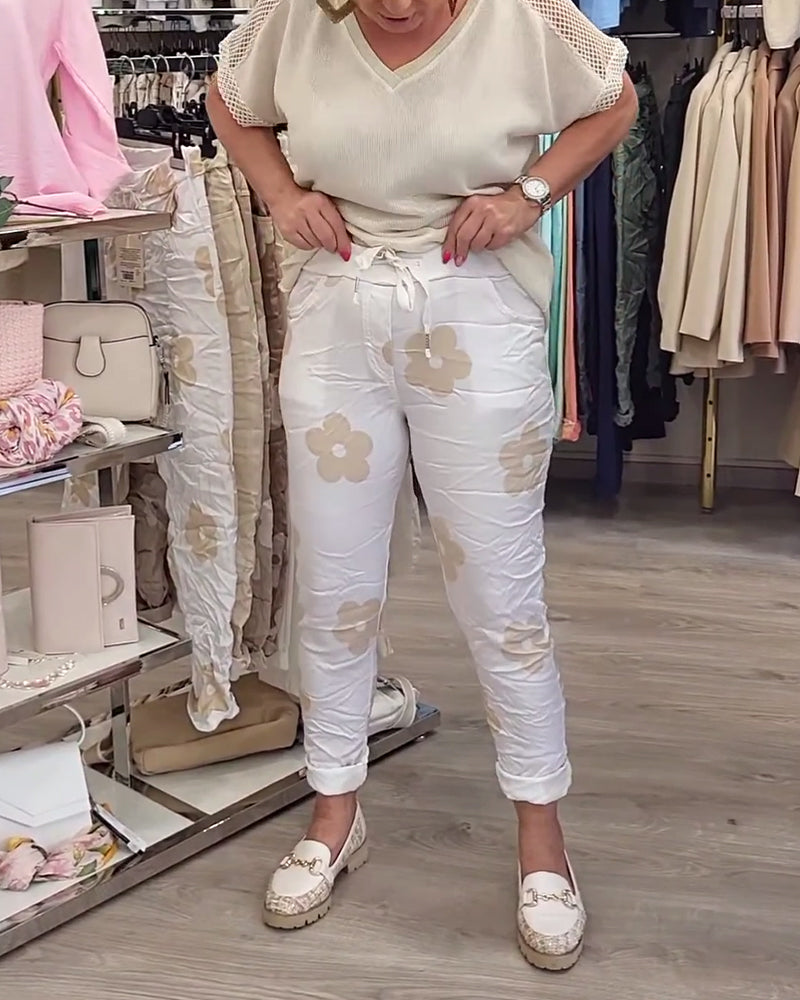 Hose lässig Print Kordelzug