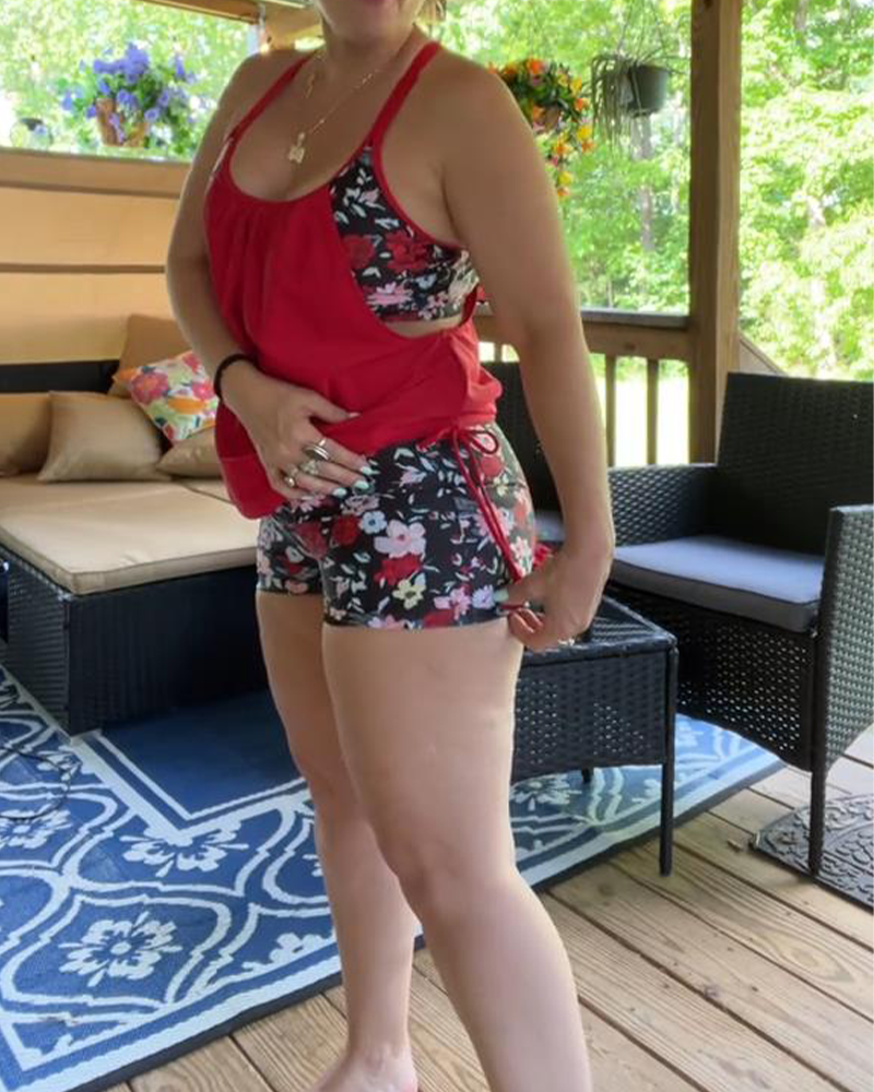 Badeanzug Bedruckt Träger Boxer