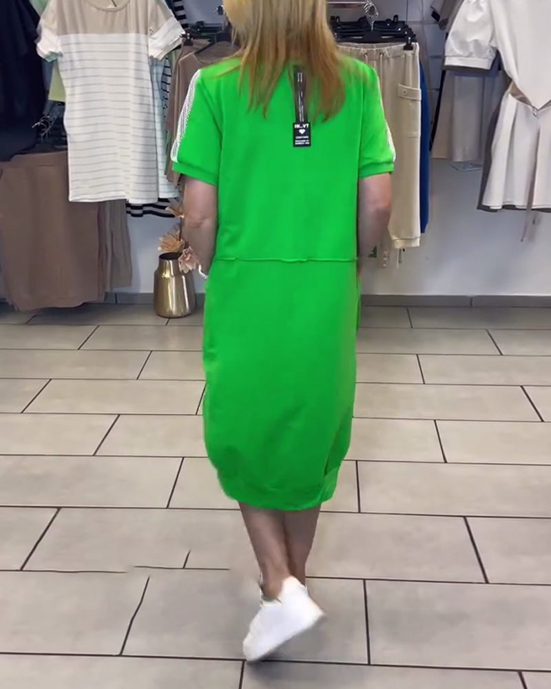 Kleid Kurzarm Bedruckt Gerade