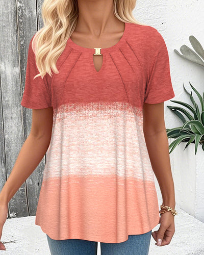 Bluse Rundhals Kontrast Kurzarm