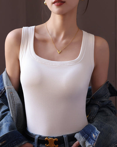 Einfarbiges Top mit integriertem BH