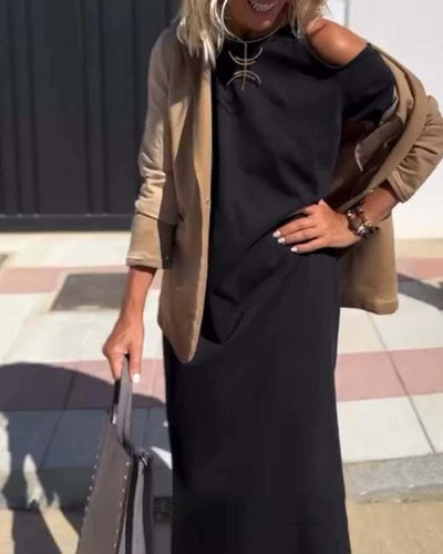 Kleid Mode Casual Trägerlos Schlank