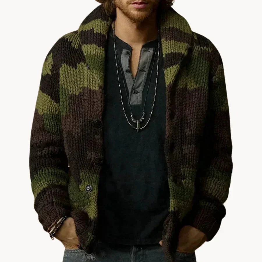 Camo-Style Herrenweste – Trendige Strickjacke für Outdoor-Abenteuer