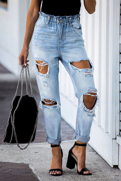 Heidi-Mode | Kristen Paperbag Taille Distressed Mom Jeans