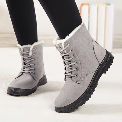 Winterschuhe Damen | Schnürung Flache Sohle Stiefel