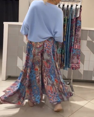 Hose Locker Urlaub Print Weites Bein